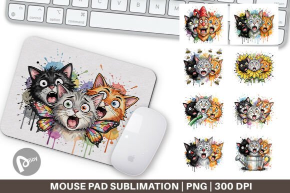 Download Panic Garden Cats Mouse Pad PNG Design - Design Collection