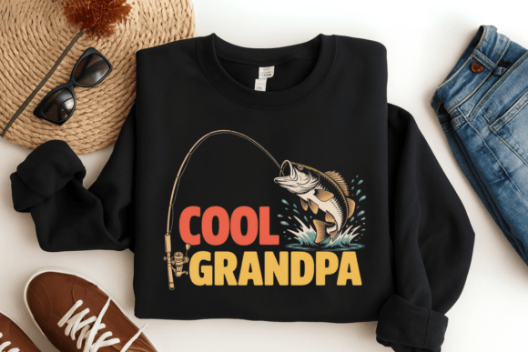 Download Cool Grandpa Fishing PNG T-Shirt Design - Design Collection