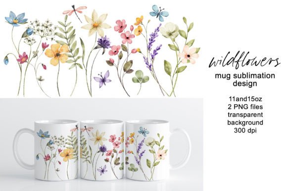 Download Mug Sublimation Design with Wildflowers. - Design Collection