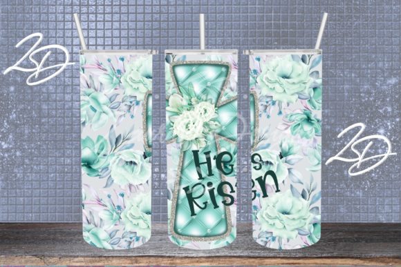 Download He is Risen Cross Floral Tumbler Design - Design Collection