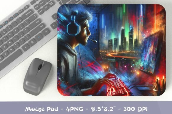 Download Gamer Mouse Pad Design – Neon City Vibes - Design Collection