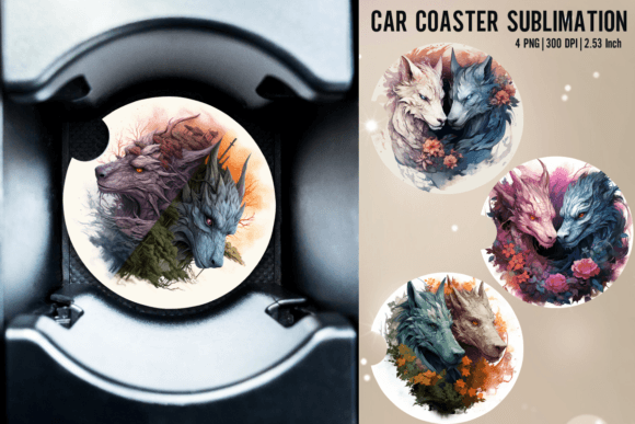 Download Dragon Car Coaster Sublimation Designs - Design Collection
