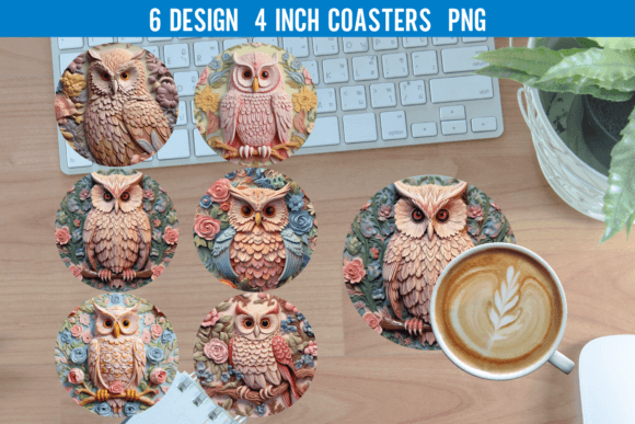 Download 3D Owl Round Coaster Sublimation Designs - Design Collection