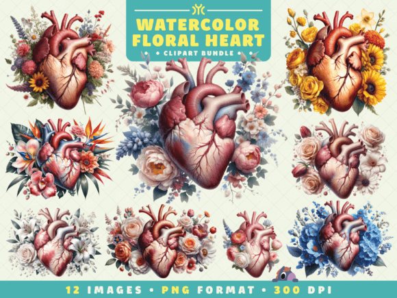 Download Watercolor Floral Heart Clipart - Heart clipart Collection