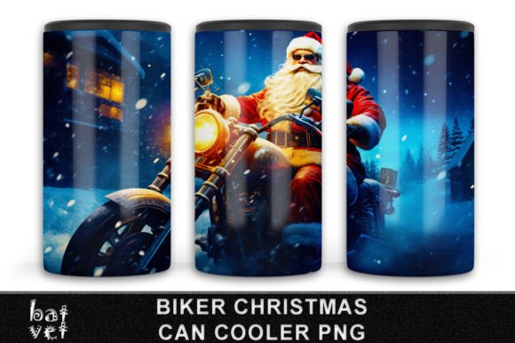 Download 4 in 1 Biker Christmas Can Cooler Design - Design Collection