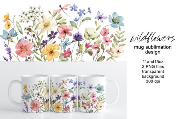Download Mug Sublimation Design with Wildflowers. - Design Collection