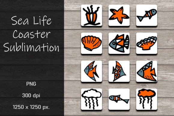 Download Sea Life Coaster Sublimation Designs - Design Collection