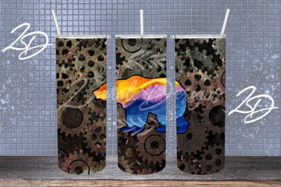 Download Bear &amp; Gears Masculine Tumbler Design - Design Collection