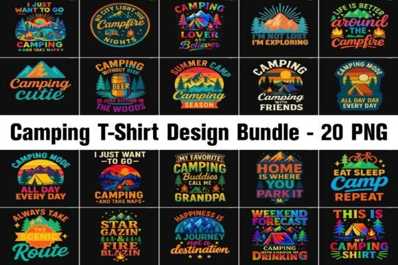 Download Adventure Camping T-Shirt Design Bundle - Design Collection