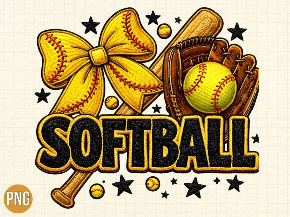 Download Yellow Softball Bow Mitt Design PNG - Design Collection