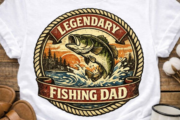 Download Legendary Fishing Dad PNG Design - Design Collection