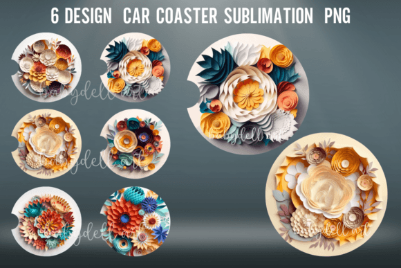 Download Flowers Car Coaster Sublimation Designs - Design Collection