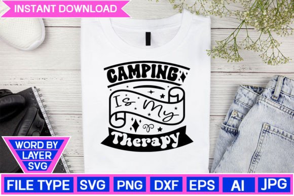 Download Camping is My Therapy Retro Design - Design Collection