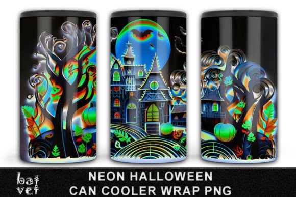 Download 4 in 1 Neon Halloween Can Cooler Design - Design Collection