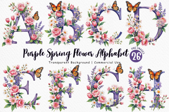 Download Purple Spring Flower Alphabet PNG Bundle - Purple Collection