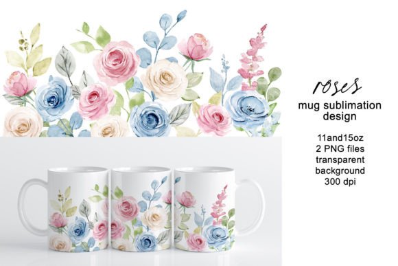 Download Mug Sublimation Design with Flowers Rose - Design Collection