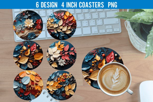 Download Leaf Round Coaster Sublimation Designs - Design Collection