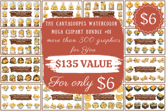 Download The Cantaloupes Watercolor Mega Bundle - Mega bundle Collection
