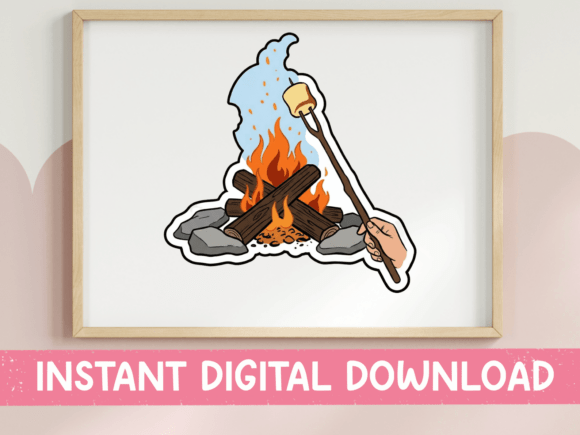 Download Campfire Marshmallow Roasting Design - Design Collection